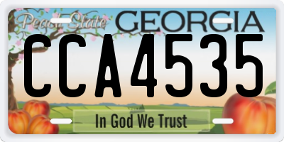GA license plate CCA4535