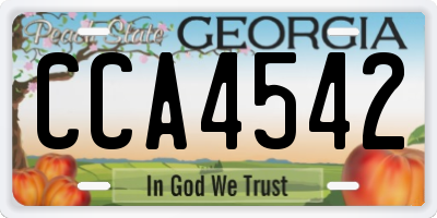 GA license plate CCA4542