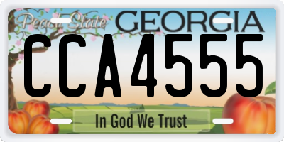 GA license plate CCA4555