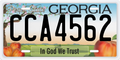 GA license plate CCA4562