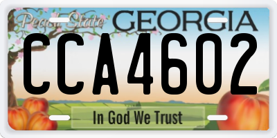 GA license plate CCA4602