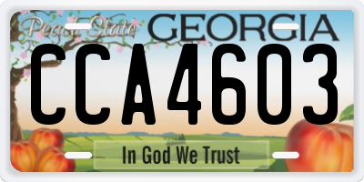GA license plate CCA4603