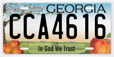 GA license plate CCA4616