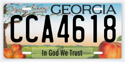 GA license plate CCA4618