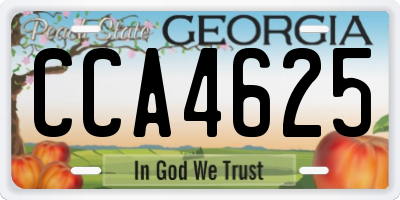 GA license plate CCA4625