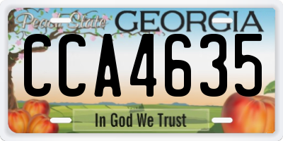 GA license plate CCA4635