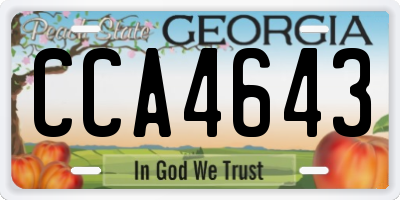 GA license plate CCA4643
