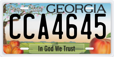 GA license plate CCA4645