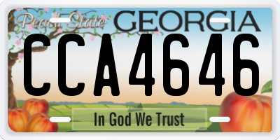 GA license plate CCA4646