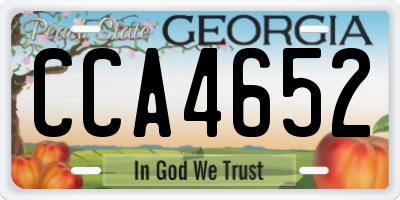 GA license plate CCA4652