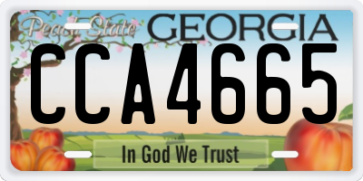 GA license plate CCA4665