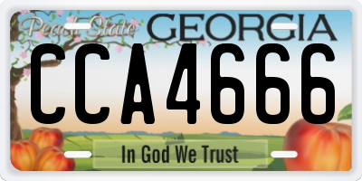 GA license plate CCA4666