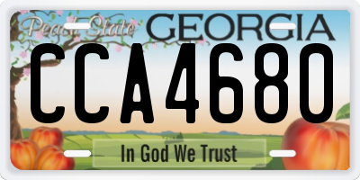 GA license plate CCA4680