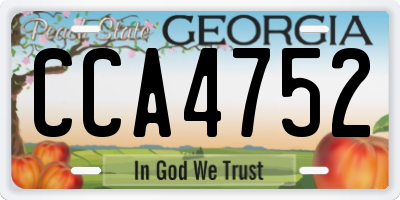 GA license plate CCA4752