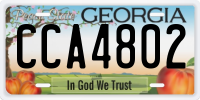 GA license plate CCA4802