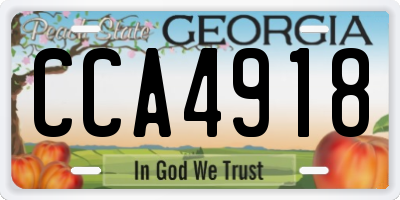 GA license plate CCA4918