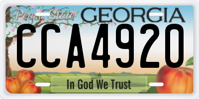 GA license plate CCA4920