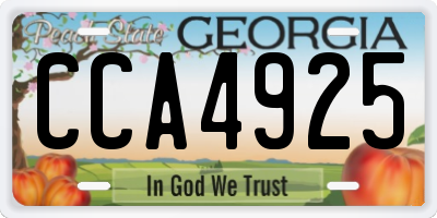GA license plate CCA4925