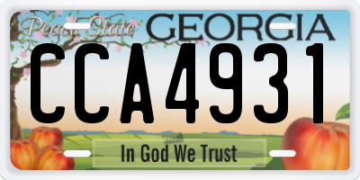 GA license plate CCA4931