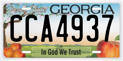 GA license plate CCA4937