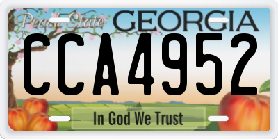 GA license plate CCA4952