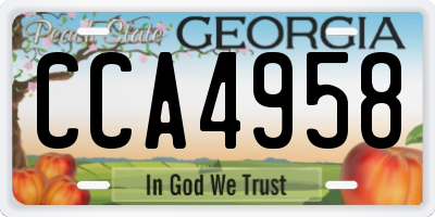 GA license plate CCA4958