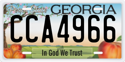 GA license plate CCA4966