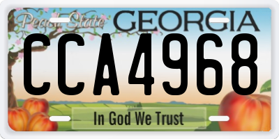GA license plate CCA4968