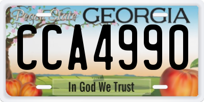 GA license plate CCA4990