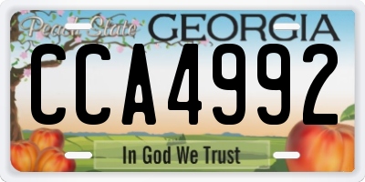 GA license plate CCA4992