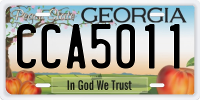 GA license plate CCA5011