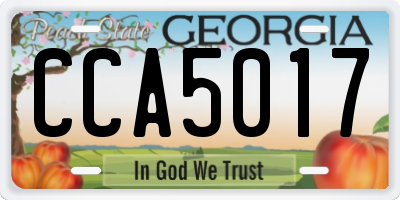 GA license plate CCA5017