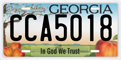 GA license plate CCA5018