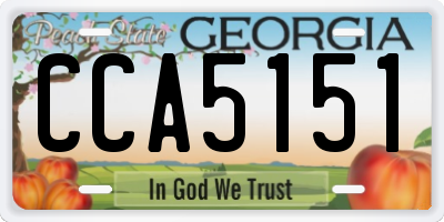 GA license plate CCA5151