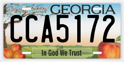 GA license plate CCA5172