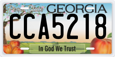 GA license plate CCA5218