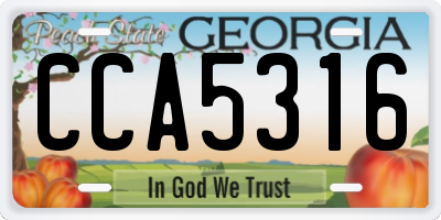 GA license plate CCA5316