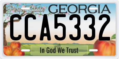 GA license plate CCA5332