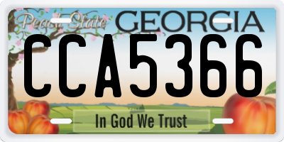 GA license plate CCA5366