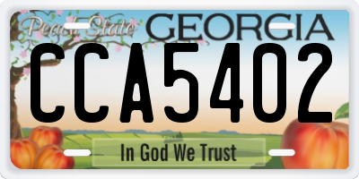 GA license plate CCA5402