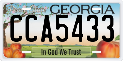 GA license plate CCA5433