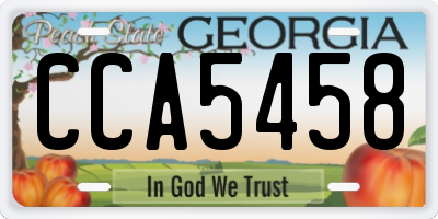 GA license plate CCA5458