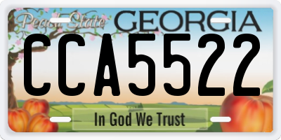 GA license plate CCA5522