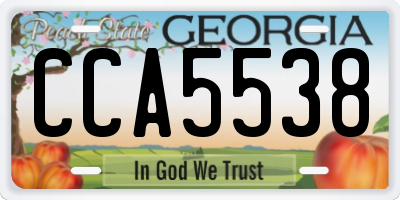 GA license plate CCA5538
