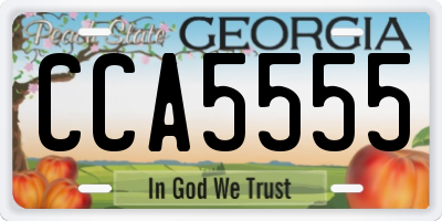 GA license plate CCA5555