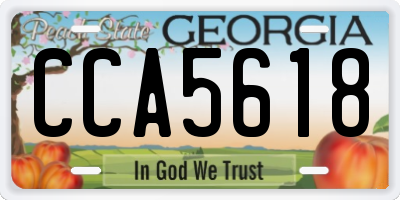 GA license plate CCA5618
