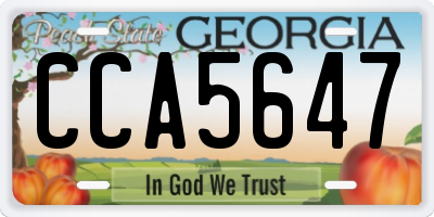 GA license plate CCA5647