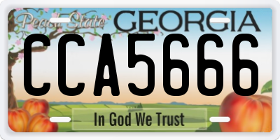GA license plate CCA5666