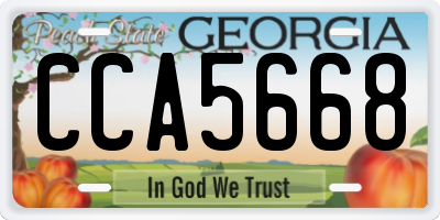 GA license plate CCA5668