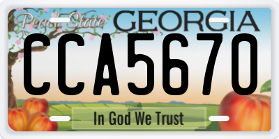 GA license plate CCA5670